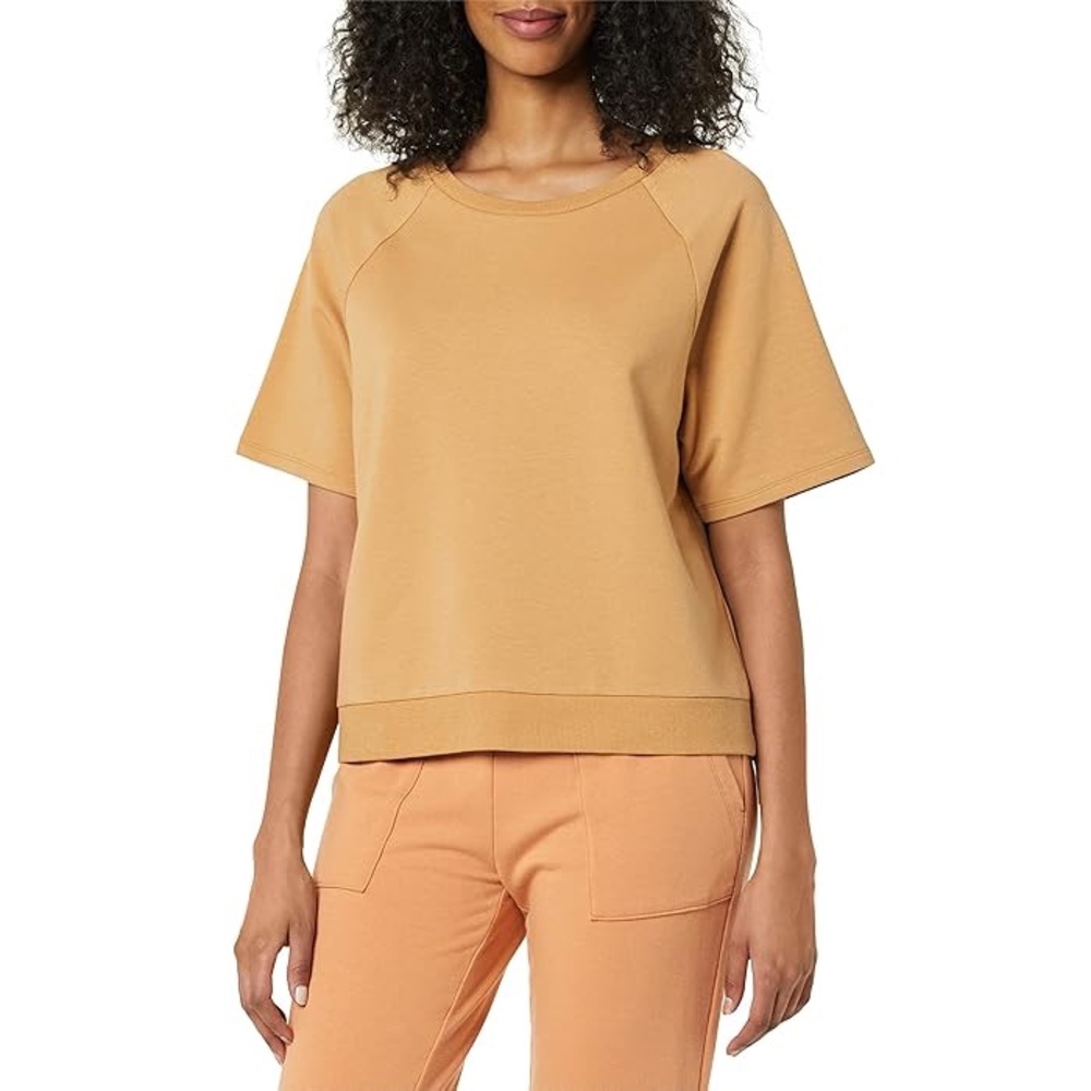 Daily Ritual Women's Terry Cotton and Modal Slouchy Short-Sleeve Sweatshirt